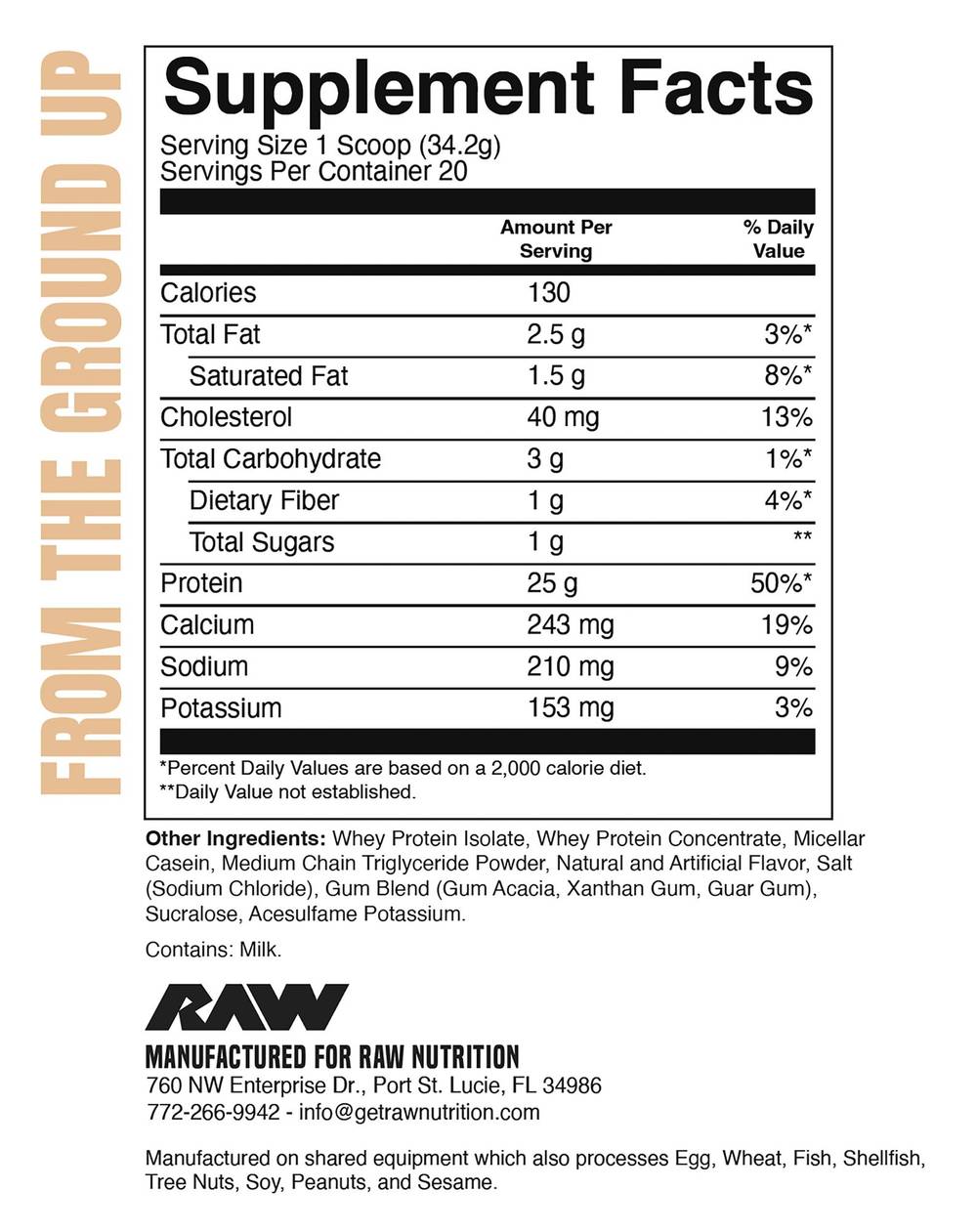 Raw Whey Protein Blend Powder (24 oz) (glazed donut)