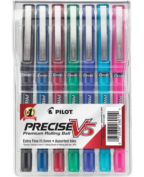Pilot Precise V5 Liquid Ink Rollerball Pens Extra Fine Point 0.5 mm Ink Colors