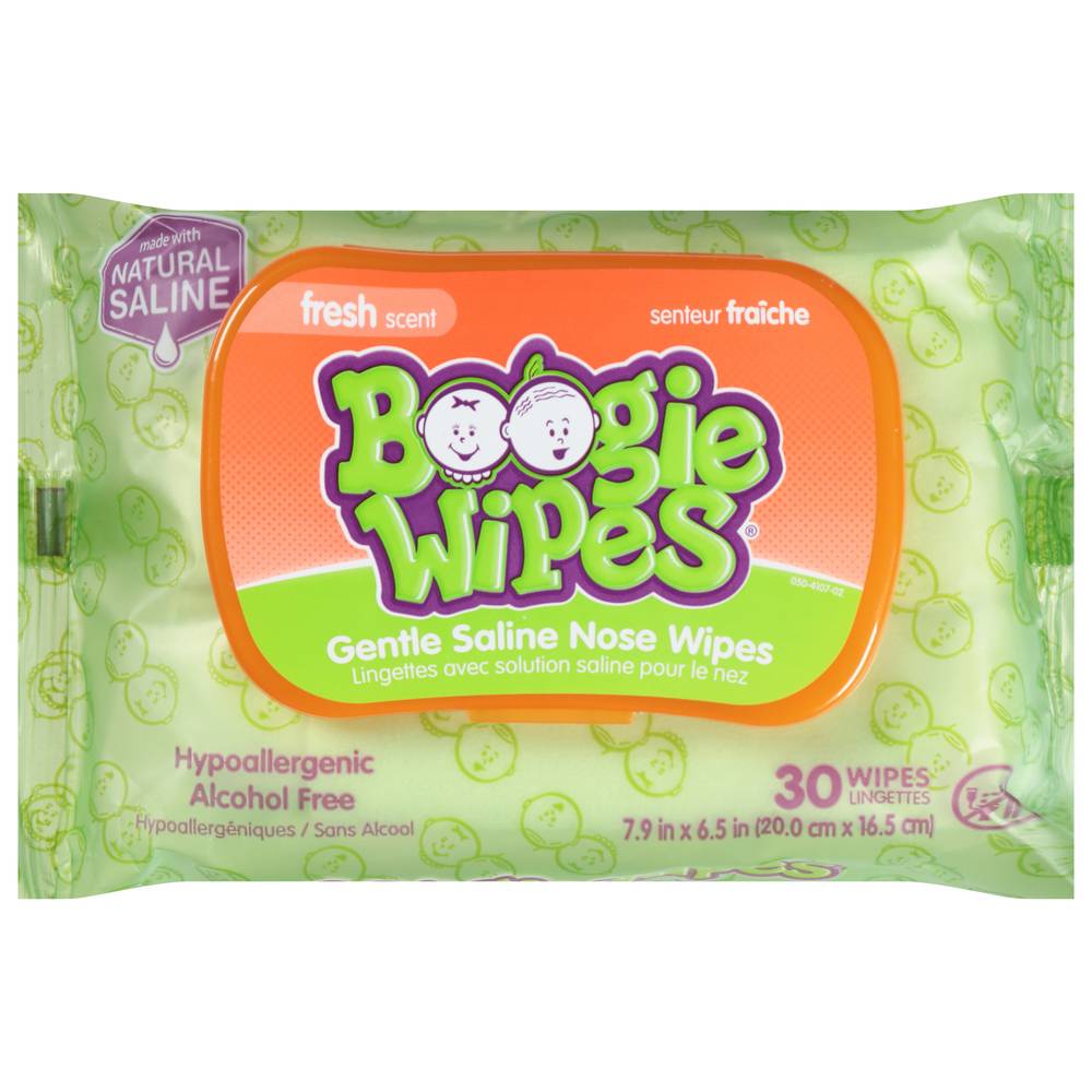 Boogie Wipes Gentle Saline Wipes For Stuffy Noses Fresh Scent