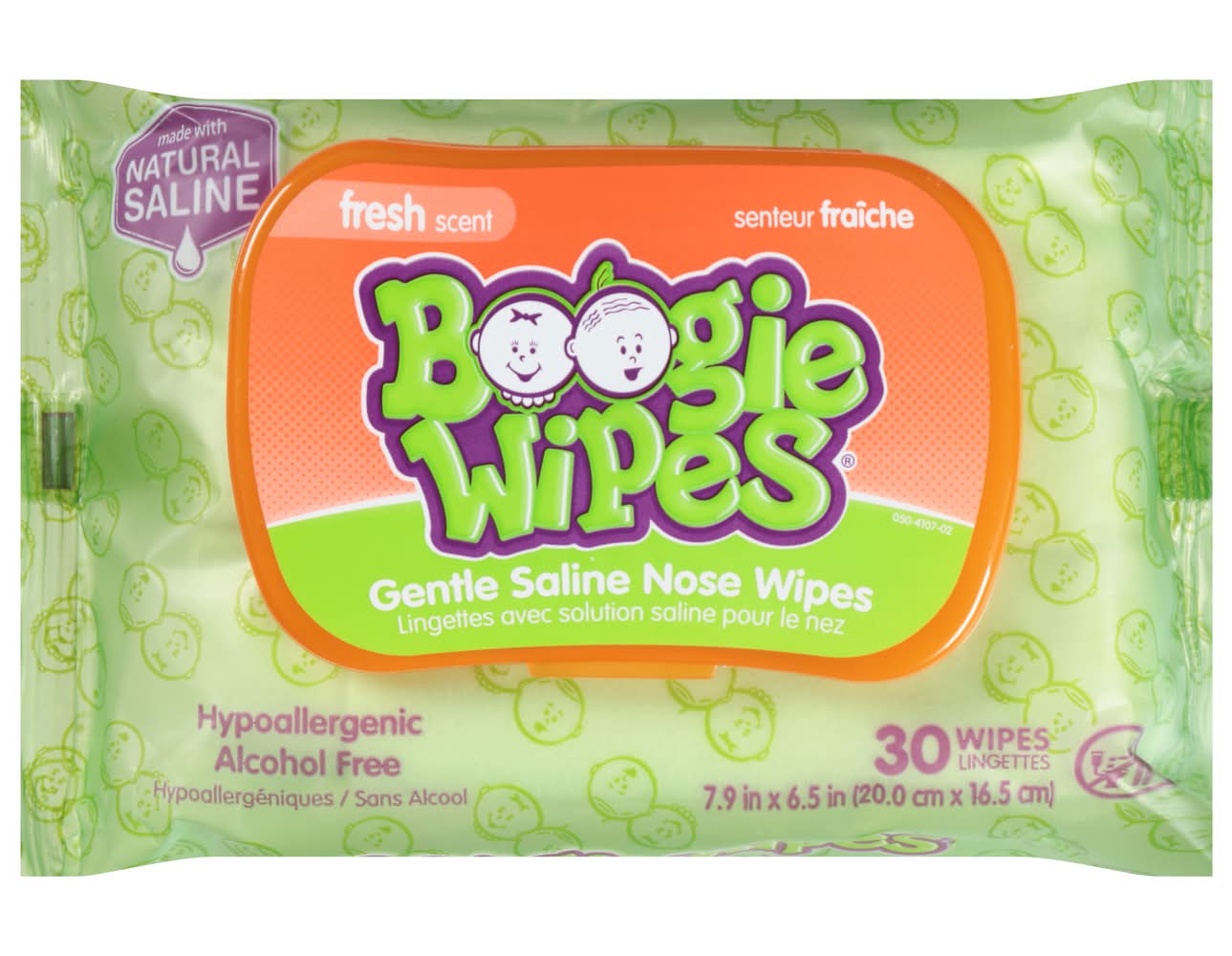 Boogie Wipes Gentle Saline Wipes For Stuffy Noses, Fresh (6.4 oz, 30 ct)