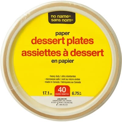 No name assiettes à dessert en papier - paper dessert plates (40 unités) (6.75 in)