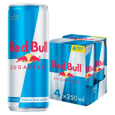 Red Bull Energy Drink Sugar Free Cans 250ml x 4