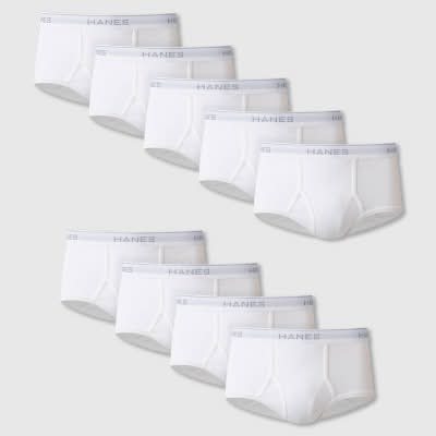Hanes Tagless Soft & Breathable Briefs, Men, L, White (9 ct)
