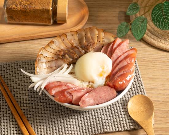 大綜合飯 | Large Portion of Salty Pork and Sausage Rice