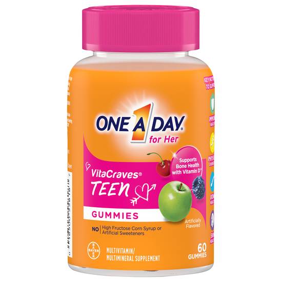 One a Day Vitacraves Teen Multivitamin Gummies For Her (60 ct)