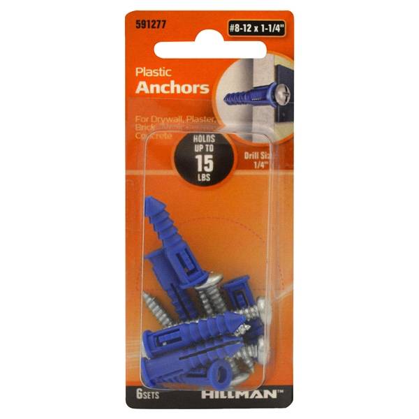 Hillman Group Ribbed Plastic Anchors With Screws