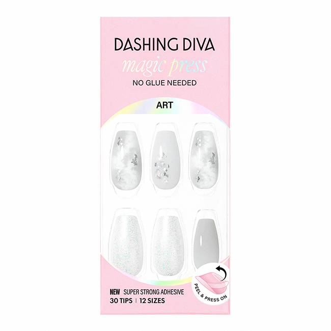 Dashing Diva/M 薄型經典美甲片- 灰色大理石30片