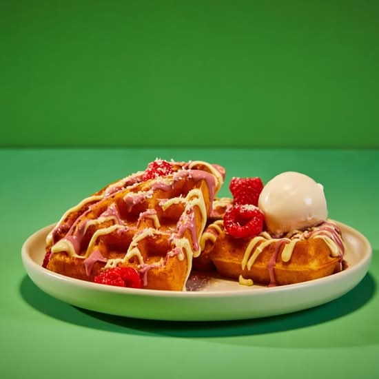 Low Gluten | White Chocolate, Raspberry & Coconut- Amercian Waffle