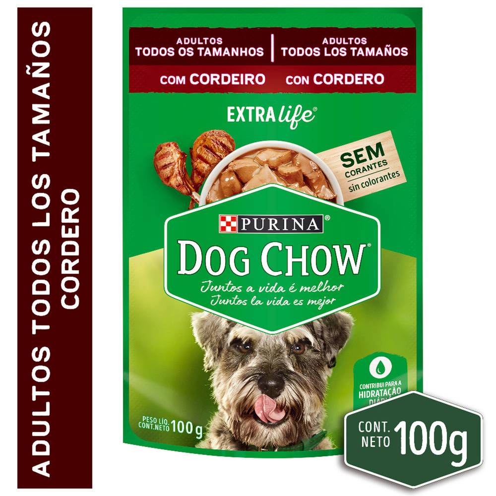 Dog chow alimento húmedo perro cordero (sobre 100 g)