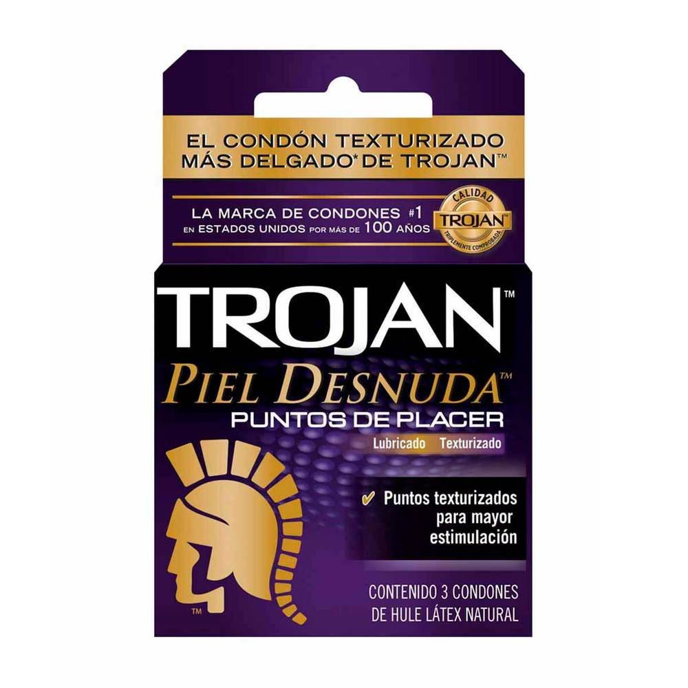 Trojan · Condones texturizados piel desnuda (3 un)