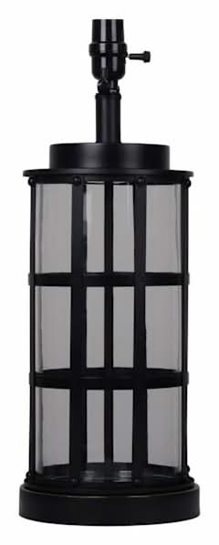 Black Metal with Silver Glass Table Lamp Base, 19"