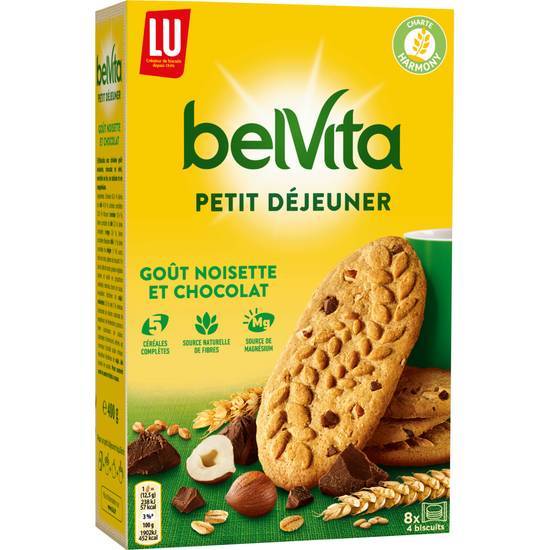 Belvita petit déjeuner original goût chocolat et noisette - lu - 400