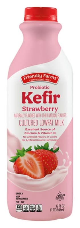 Friendly Farms Probiotic Low Fat Cultured Kefir Milk, Strawberry (32 fl oz)