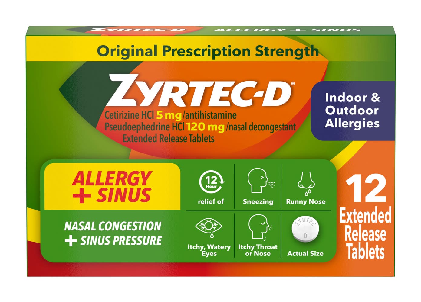 Zyrtec-D Allergy Congestion Extended Release Tablets (1.6 oz, 24 ct)