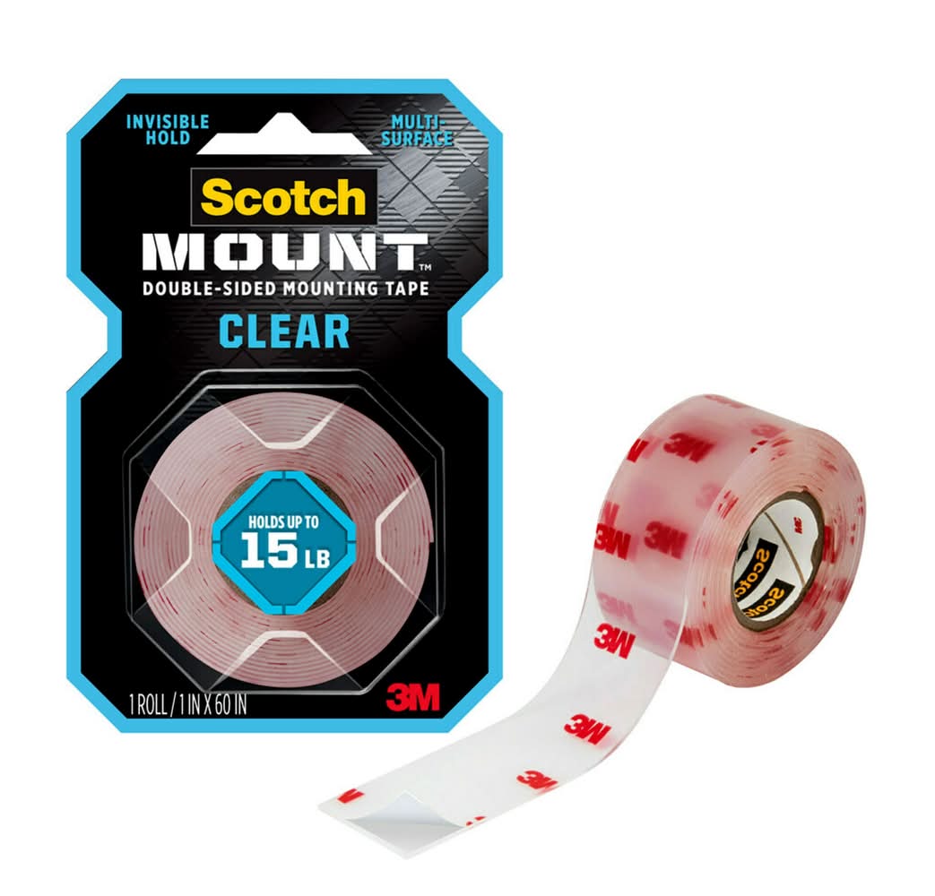 Scotch-Mount Clear Double-Sided Mounting Tape 1-in x 5.0 Feet Double-Sided Tape