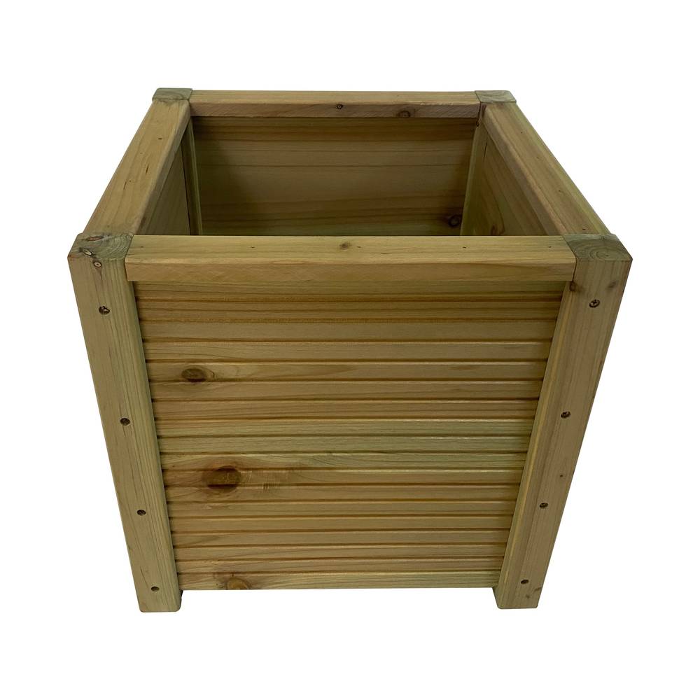 Style Selections Square 15.7-in W x 15.7-in H Brown Wood Indoor/Outdoor Planter | TAODF103