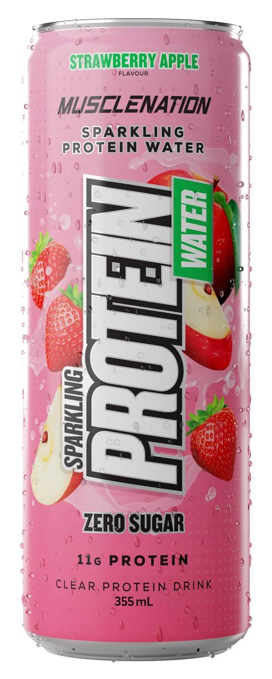 Muscle Nation Strawberry Apple Sparkling Protein Water 355ml