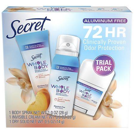 Secret Whole Body Stick, Spray, and Cream Holiday Pack Peach & Vanilla - 1.0 set