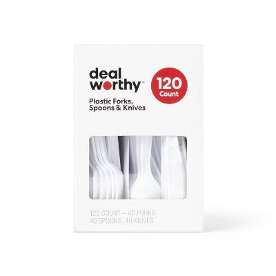 Dealworthy Plastic Forks Spoons & Knives (120 ct)