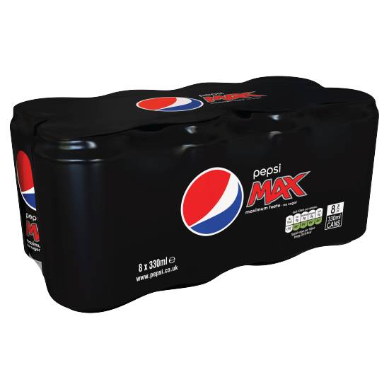 Pepsi Max No Sugar Cola Can (8 x 330ml)