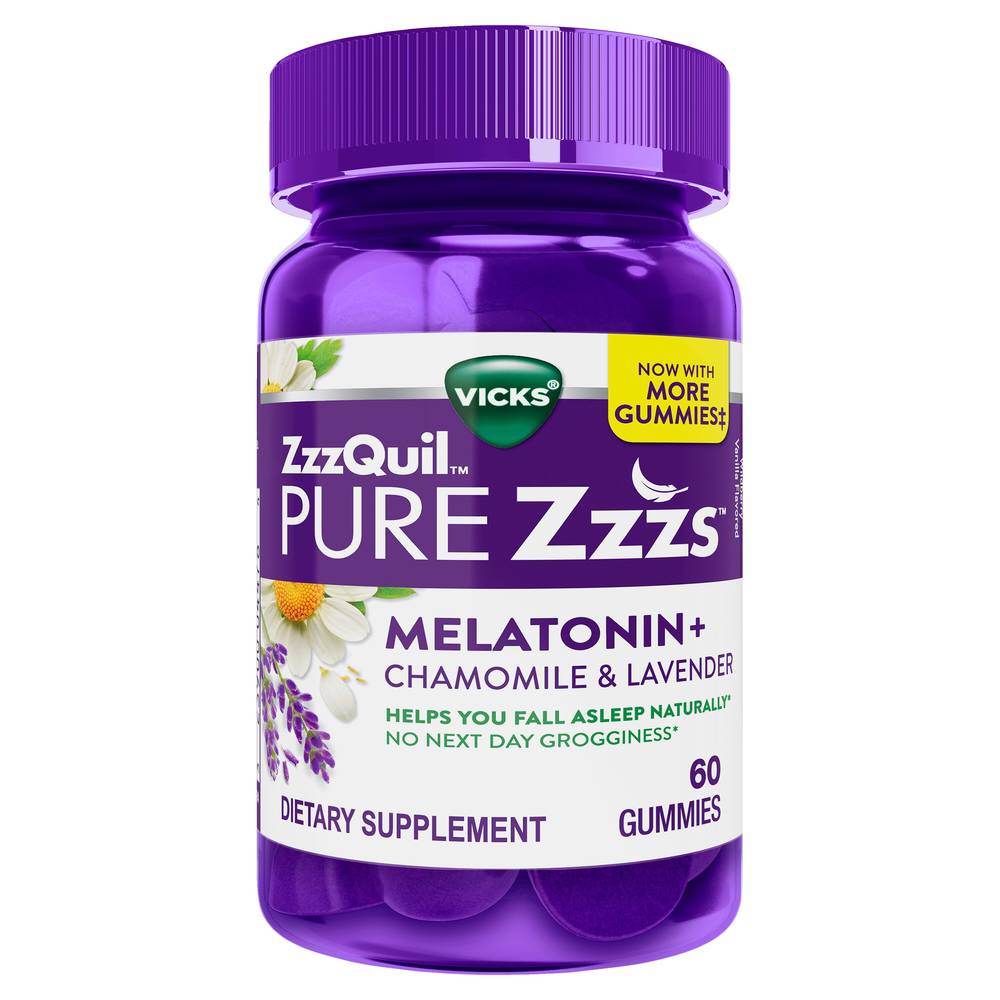 ZzzQuil PURE Zzzs Melatonin Sleep Aid Gummies, 60 CT
