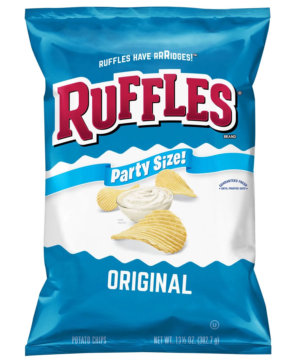 Ruffles Party Size Potato Chips, Original (13.5 oz)