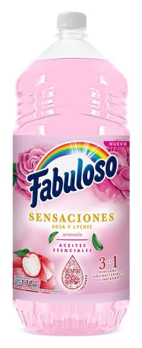 Fabuloso · Sensaciones limpiador multiusos armonía con aceites esenciales, rosa-lychee (1,7 L)