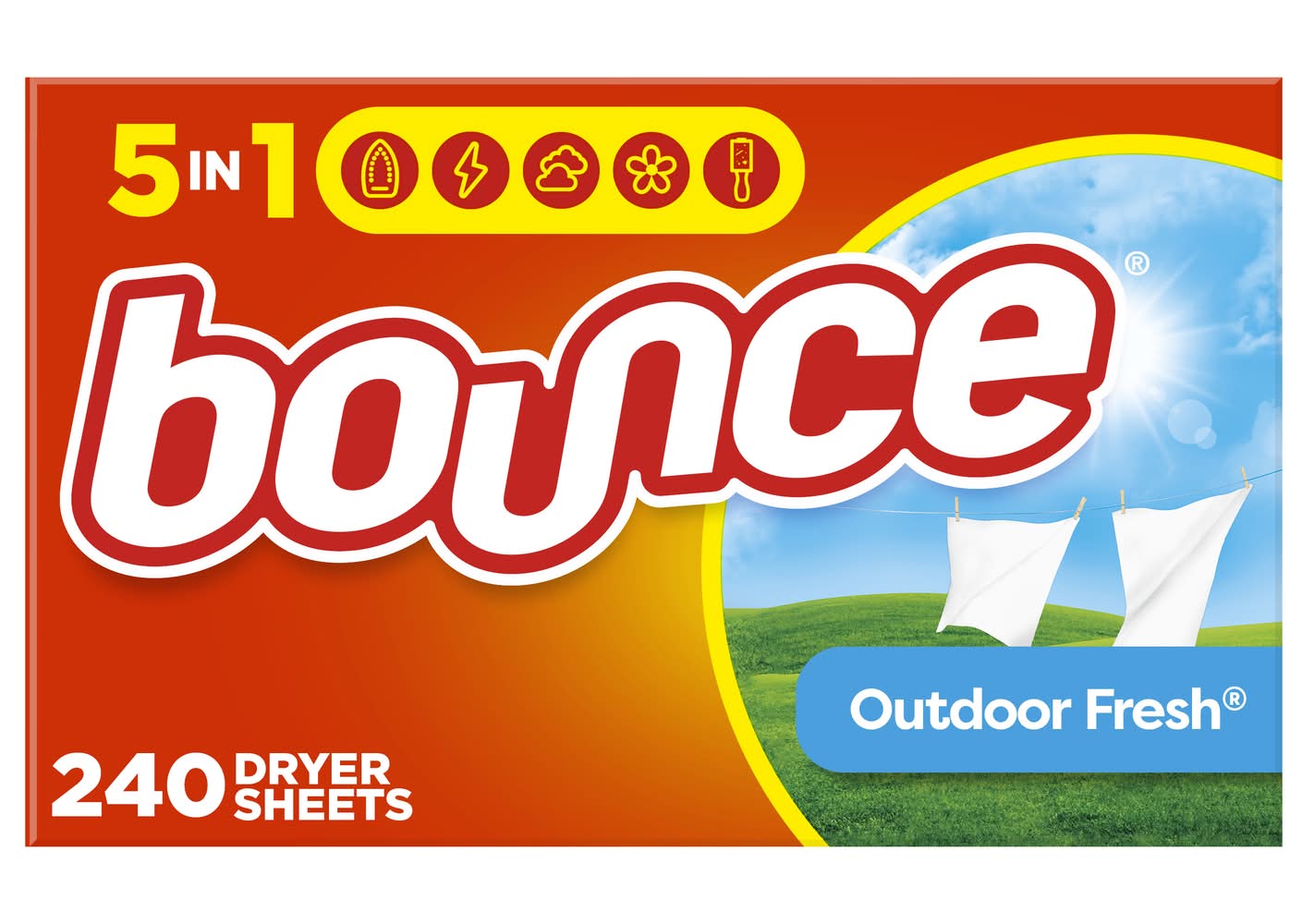 Bounce Dryer Sheets, Outdoor Fresh, 16x22 cm (240 ct)