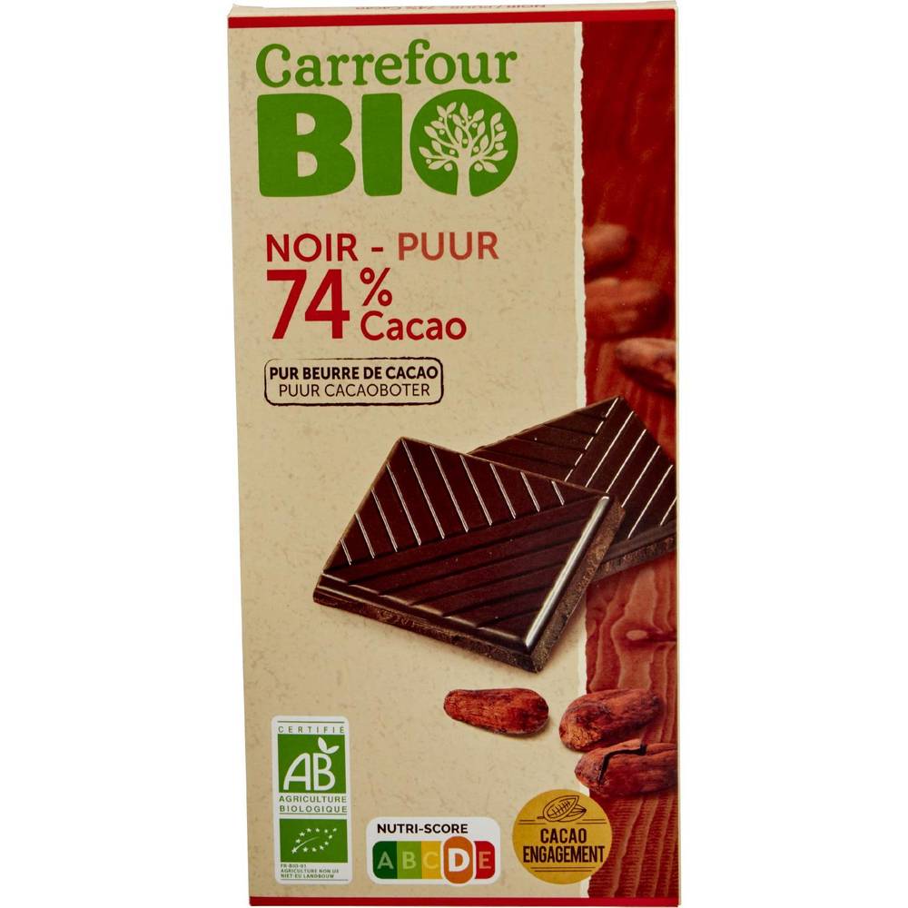 Carrefour - Chocolat bio noir 74% cacao