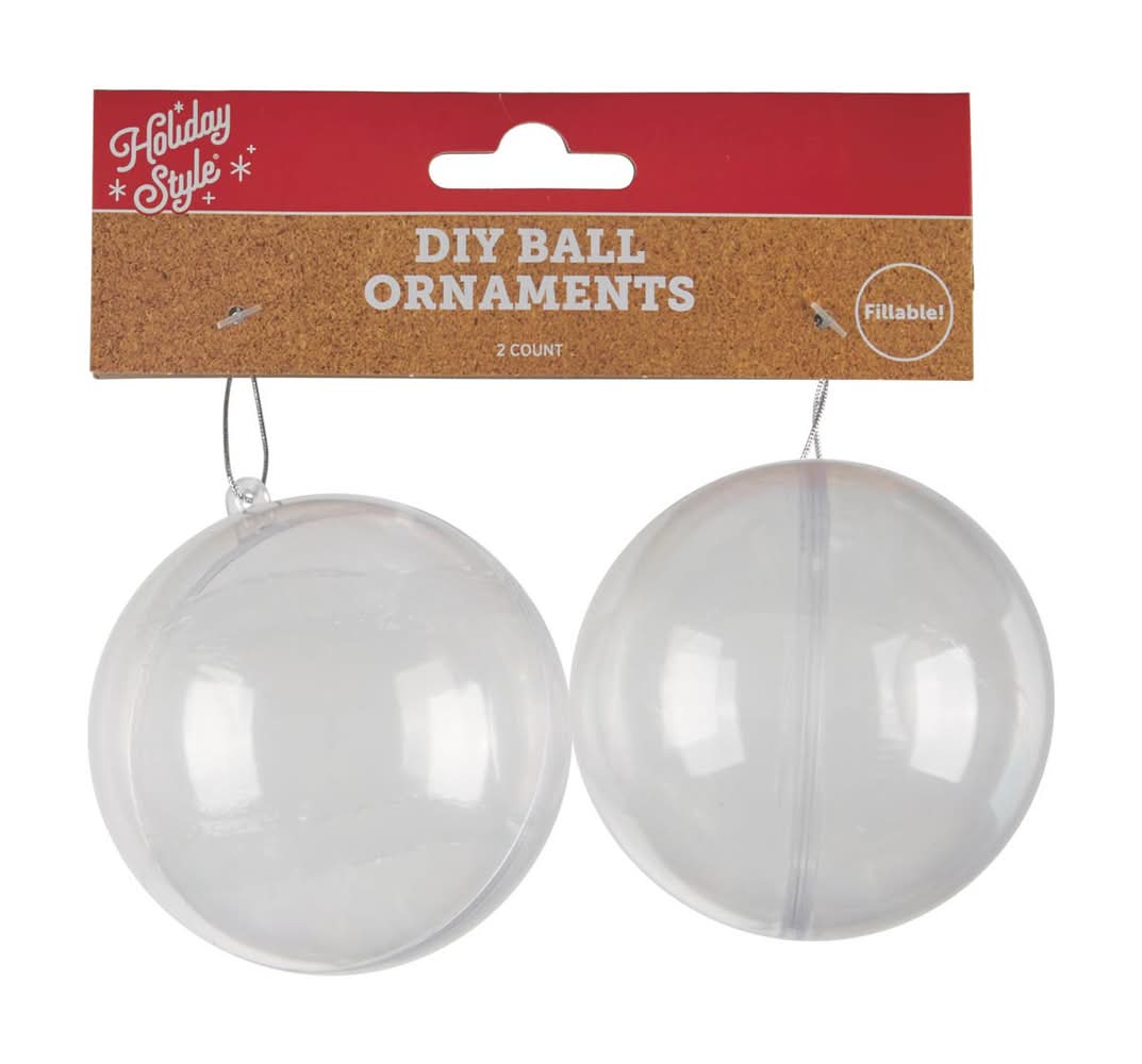 Holiday Style Fillable Diy Ball Ornaments (2 ct)