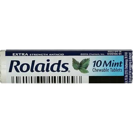 Rolaids Extra Strength Antacid Mint Chewable Tablets, 10ct Roll
