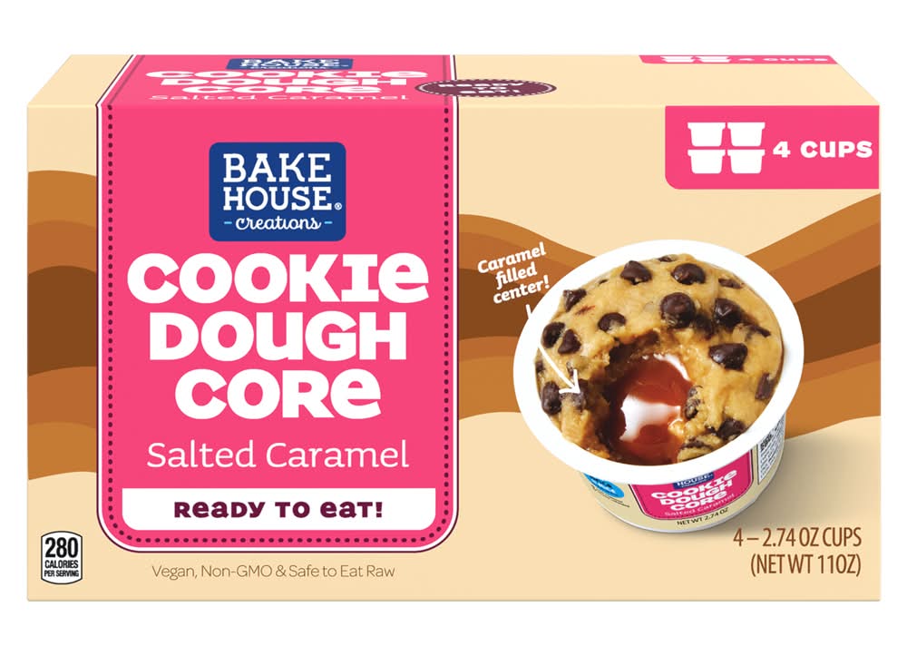 Bake House Creations Ready To Eat Cookie Dough Core Cups, Salted Caramel (4 x 2.74 oz)
