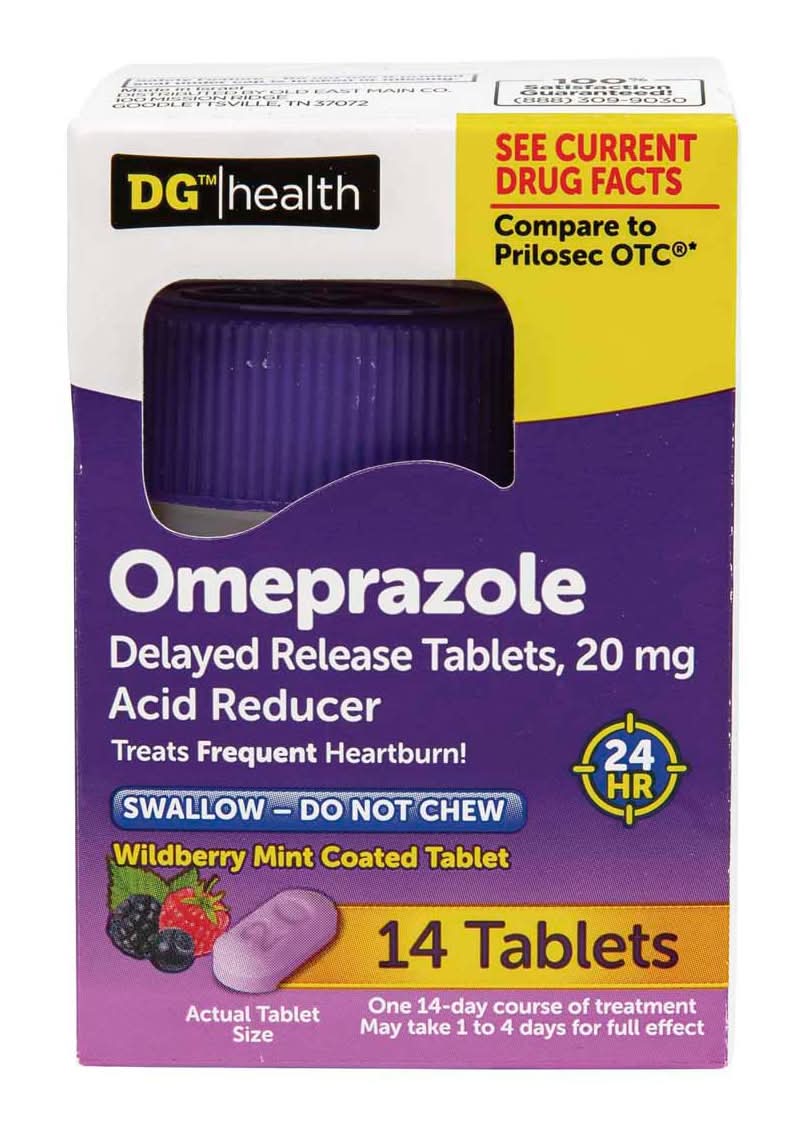 Dg Health Omeprazole Delayed Release Acid Reducer Tablets 20 Mg 14 Ct