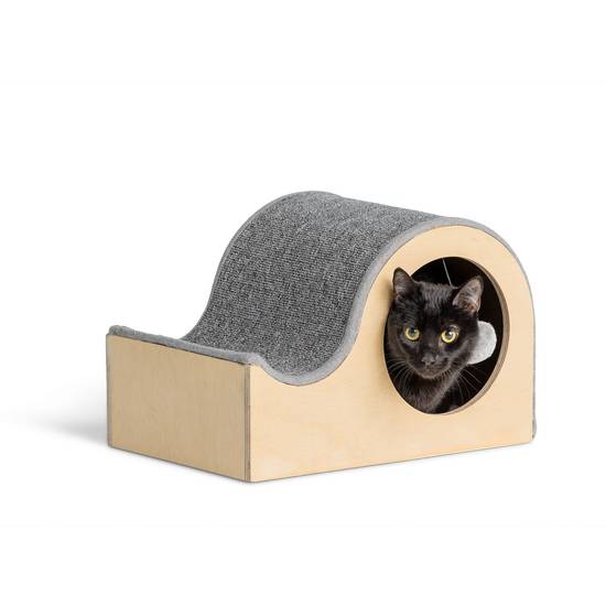 Whisker City Modern Curvy Cat Scratcher With Toy (grey)