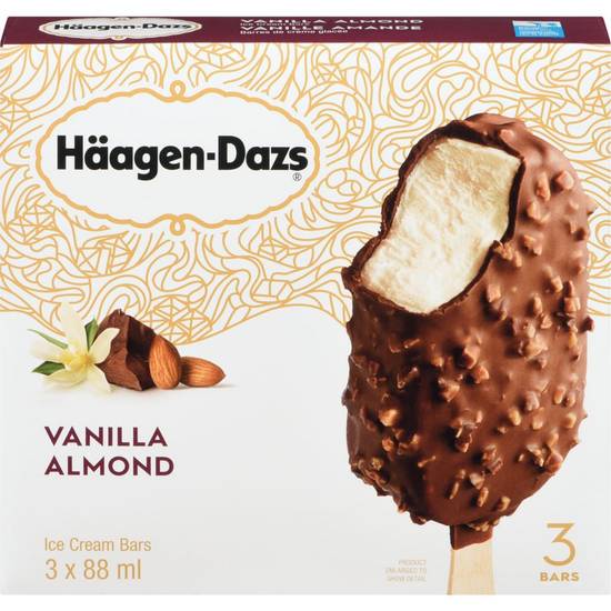 Häagen-Dazs Vanilla & Almond Ice Cream Bars (3 x 88 ml)
