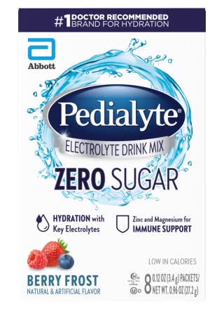 Pedialyte Zero Sugar Electrolyte Drink Mix, Berry Frost (8 x 0.12 oz)