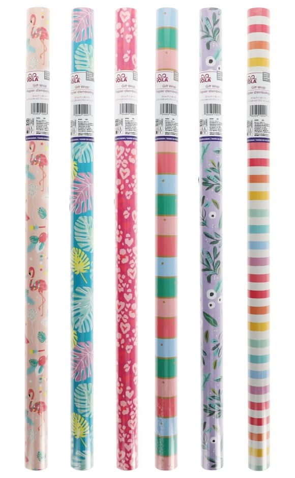 Plusmark All Occasion Feminine Wrapping Paper Rolls, 20 sq ft (6 pack)