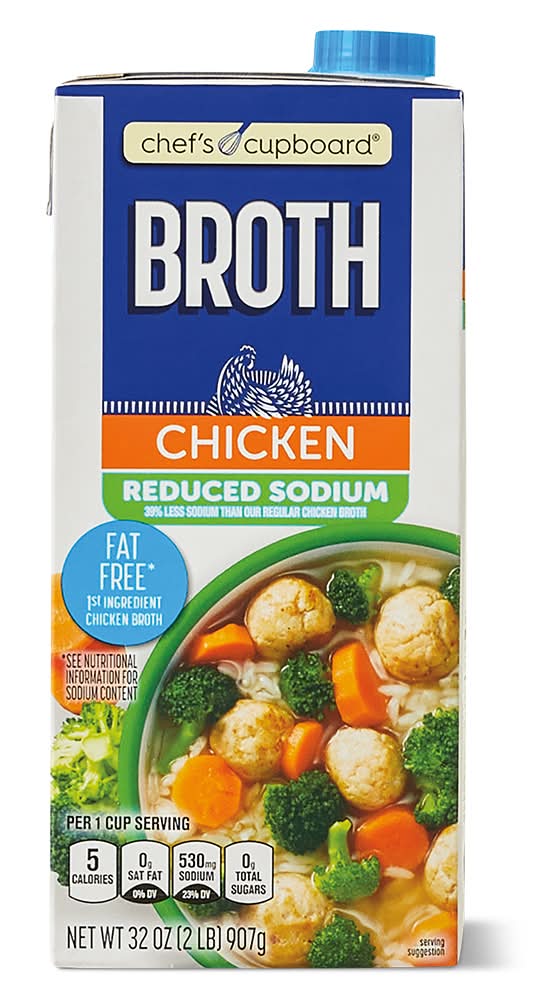 Chef's Cupboard Reduced Sodium Fat Free Chicken Broth (32 oz)