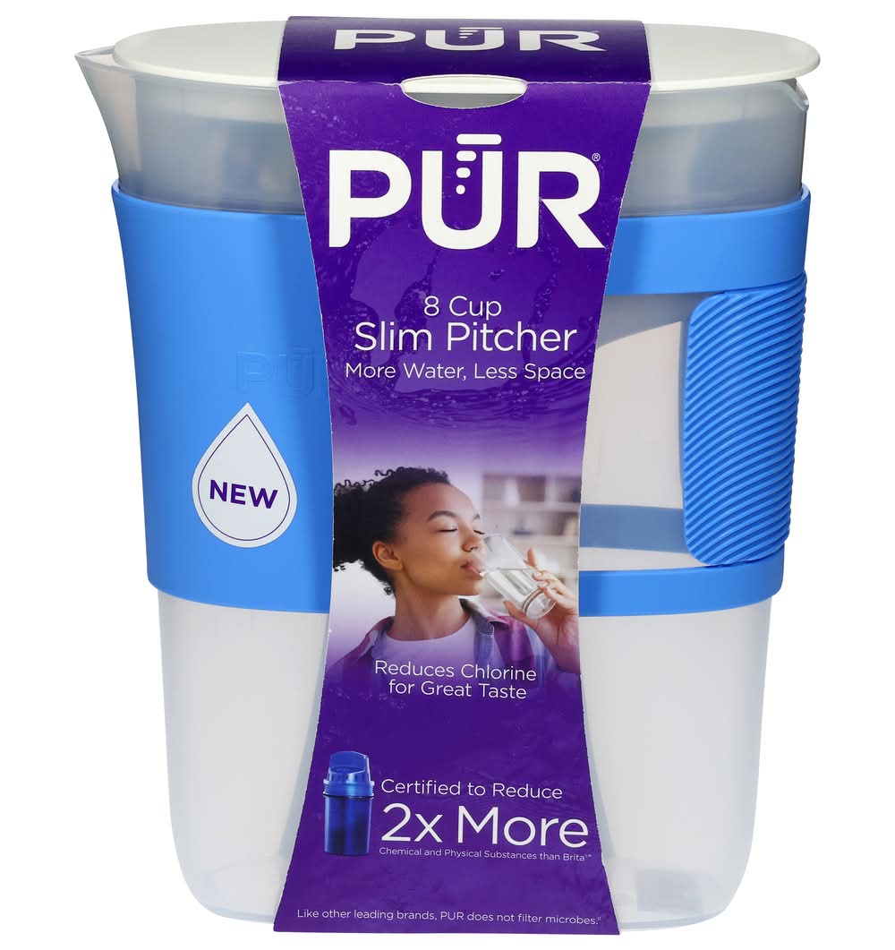 PUR Slim Pitcher Dispenser With Fast Water Filter 8 Cup