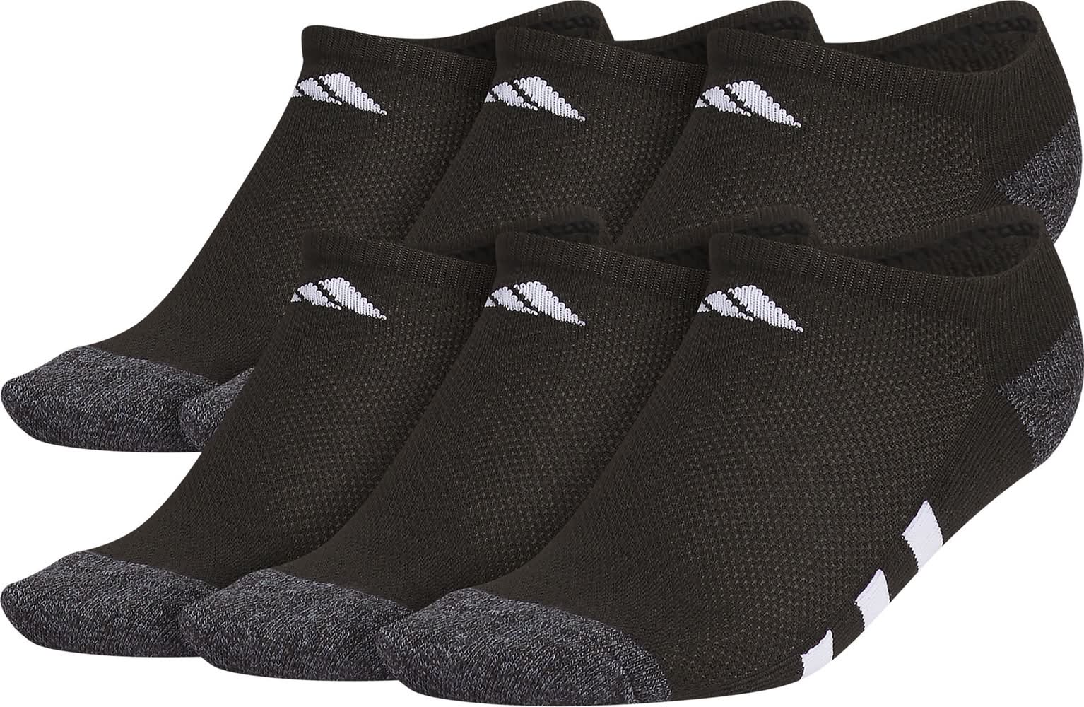 adidas Youth Cushioned 6-Pack No-Show Socks (Black, 2-5)