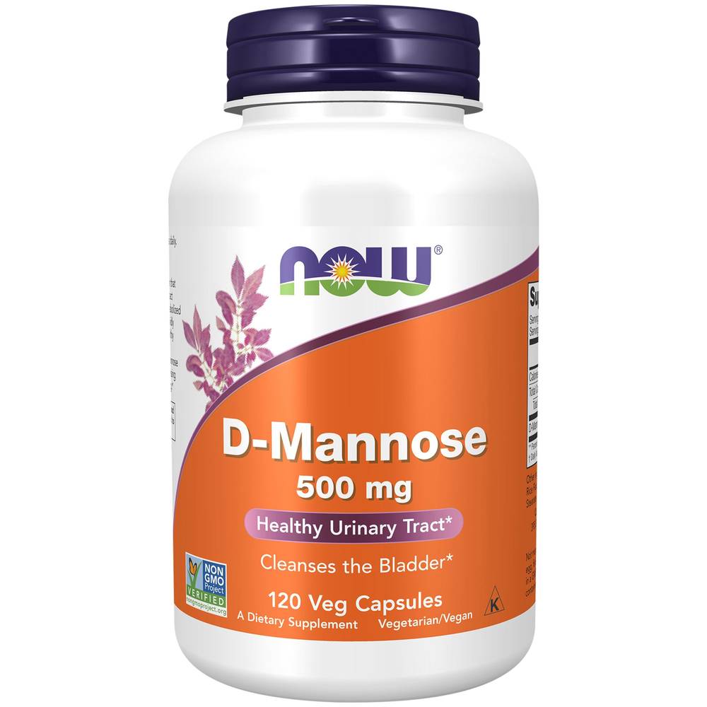 NOW D-Mannose 500 mg Vegetarian Capsules (120 ct)