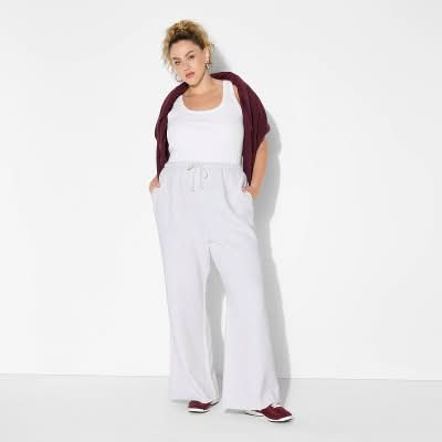 Wild Fable Mid Rise Wide Leg Sweatpants, Women, XXL, Heather Gray