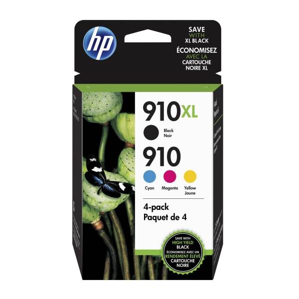 Hp 910xl/910 High-Yield Black and Cyan Magenta Yellow Ink Cartridges (4 ct)