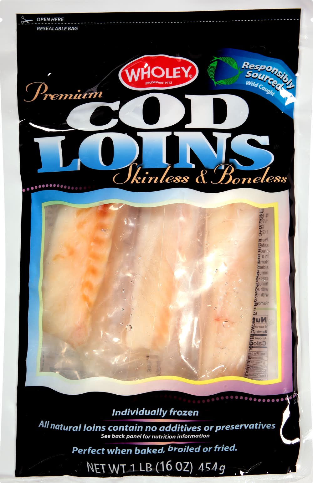 Wholey Skinless & Boneless Premium Cod Loins (1 lbs)