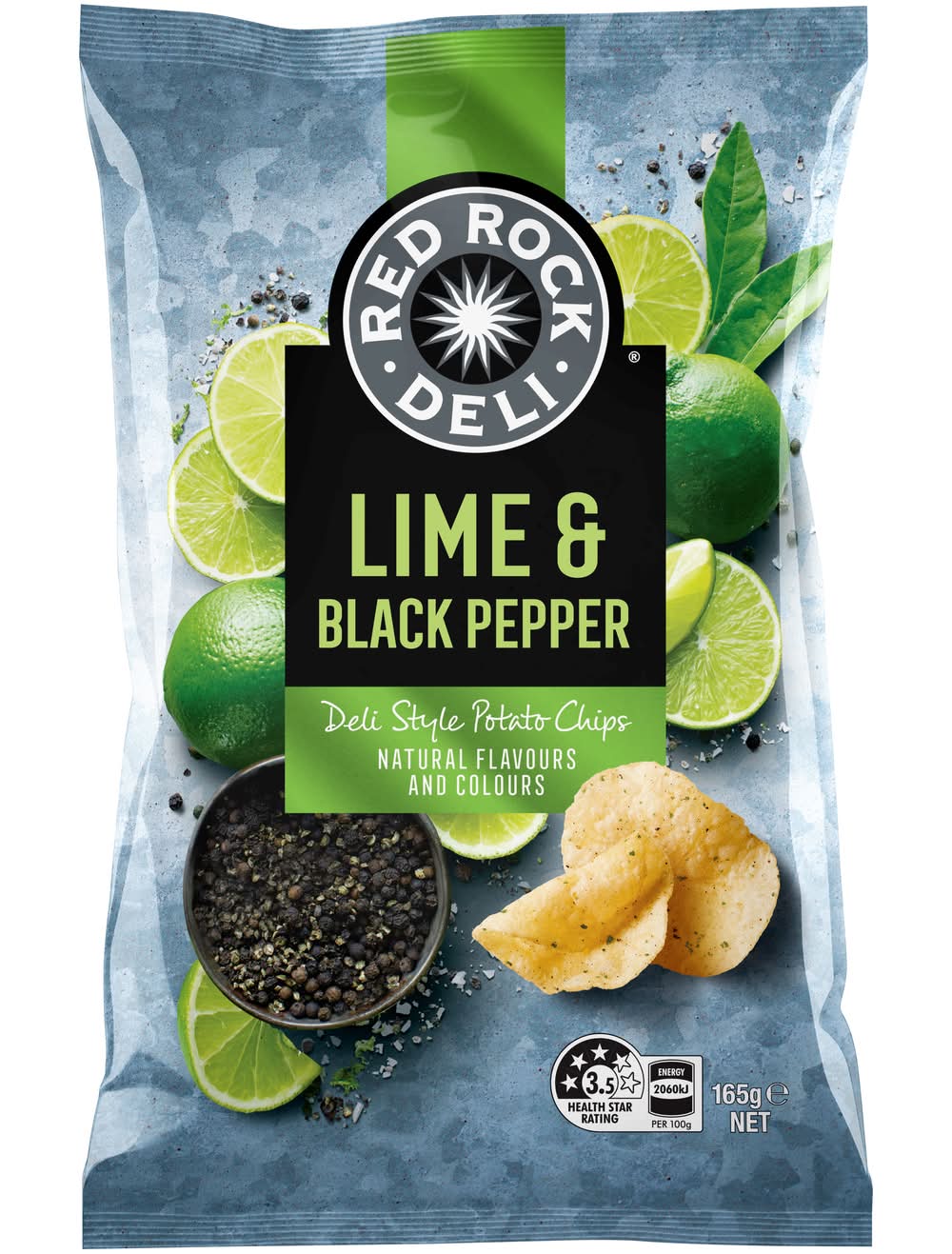 Red Rock Deli Potato Chips, Lime & Black Pepper (165g)