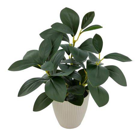 Mainstays 11In Indoor Artificial Plant In Pot, Green Peperomia.