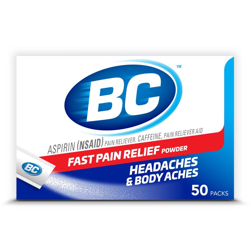 BC Aspirin Pain Relief Powder, Relieves Headaches, 50 CT