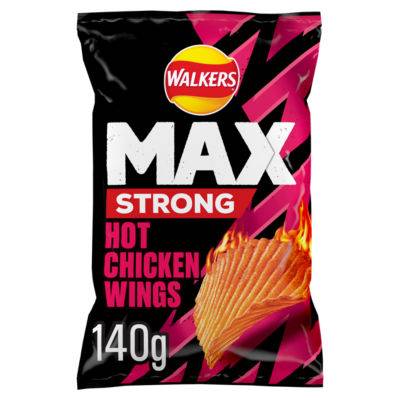 Walkers Max Strong Hot Chicken Wings Sharing Crisps (140g)