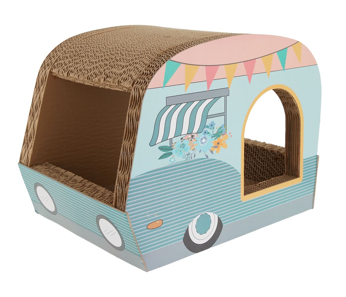 Whisker City® Trailin' Off Trailer Corrugate Cat Scratcher (Color: Multi Color)