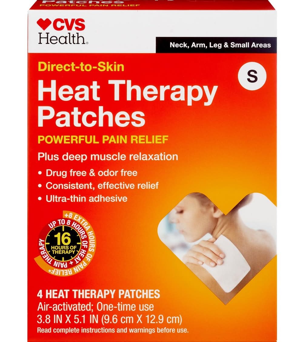 CVS Health Direct-To-Skin Powerful Pain Relief Heat Therapy Patches, 3.8x5.1 in (4 ct)